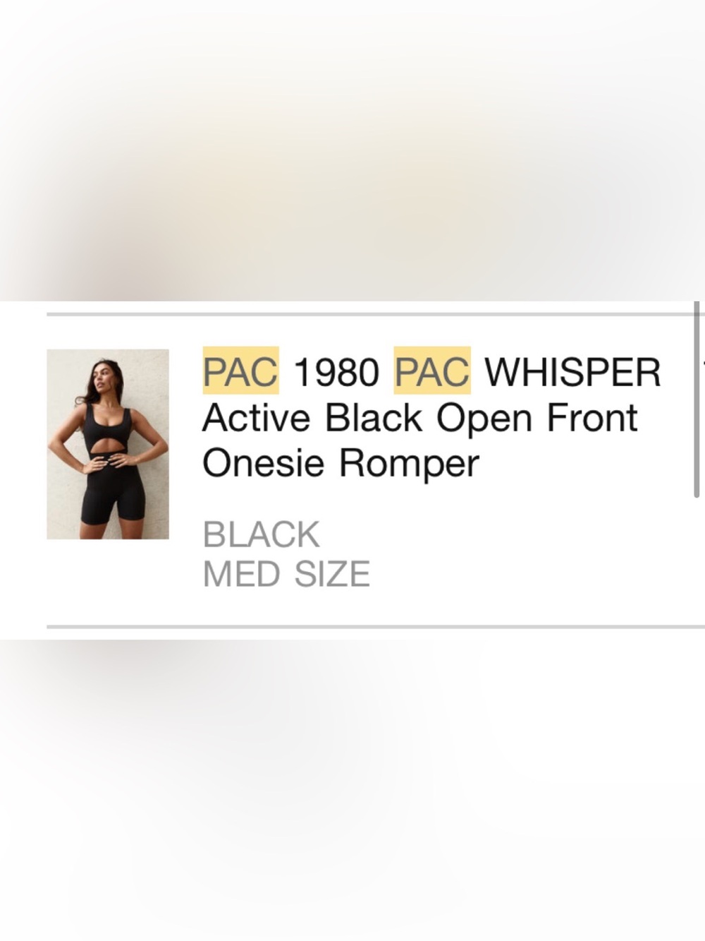 PACSUN Active Black Open Front Onesie Romper